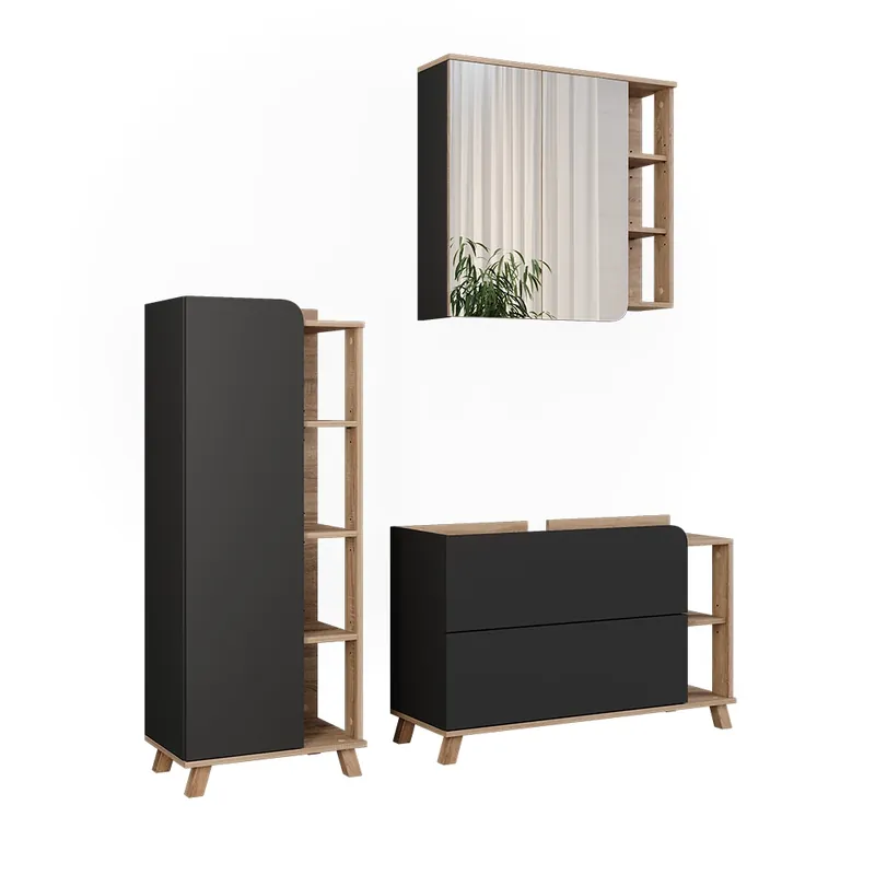 Cumpără online Set mobilier baie Karen Sonoma/antracite 3 părți Vicco