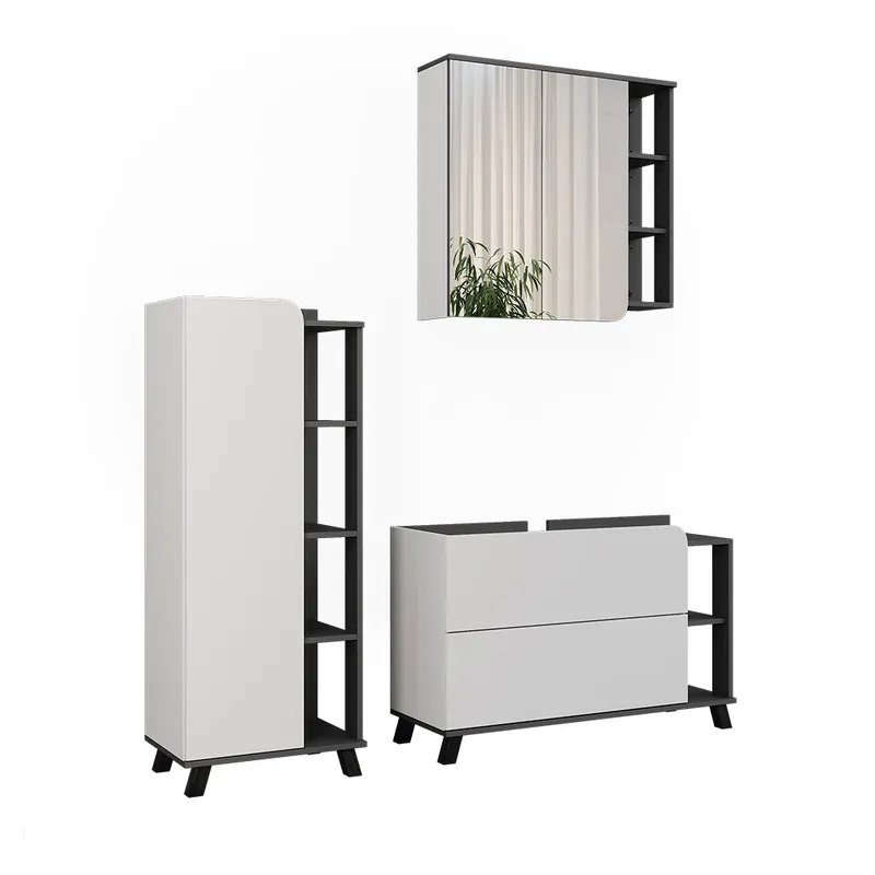 Set mobilier baie Karen Antracit/alb 3 părți Vicco Preț promoțional