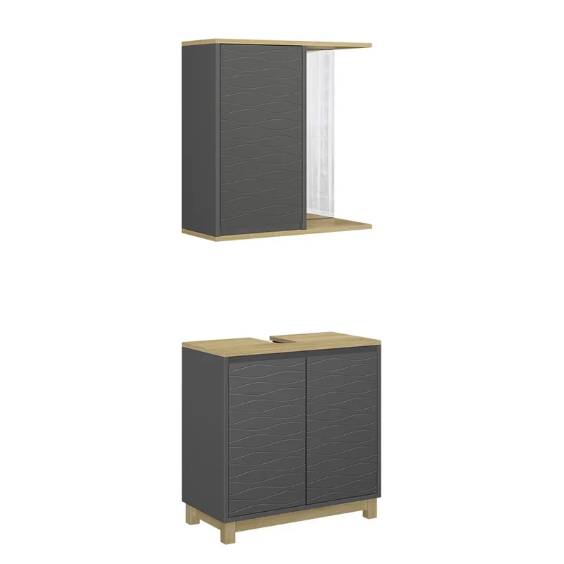 Retur gratuit Set de mobilier de baie Livia Antracit / stejar 2 părți Vicco