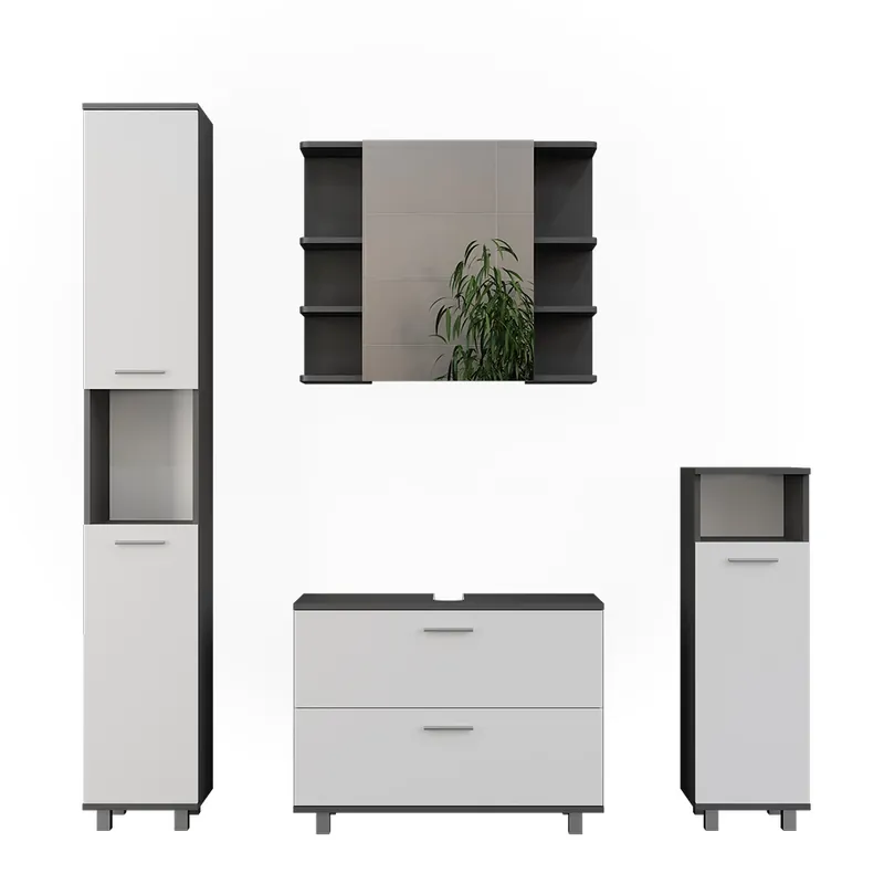 Set mobilier baie Ilias Antracit/alb 4 părți Vicco Super ofertă