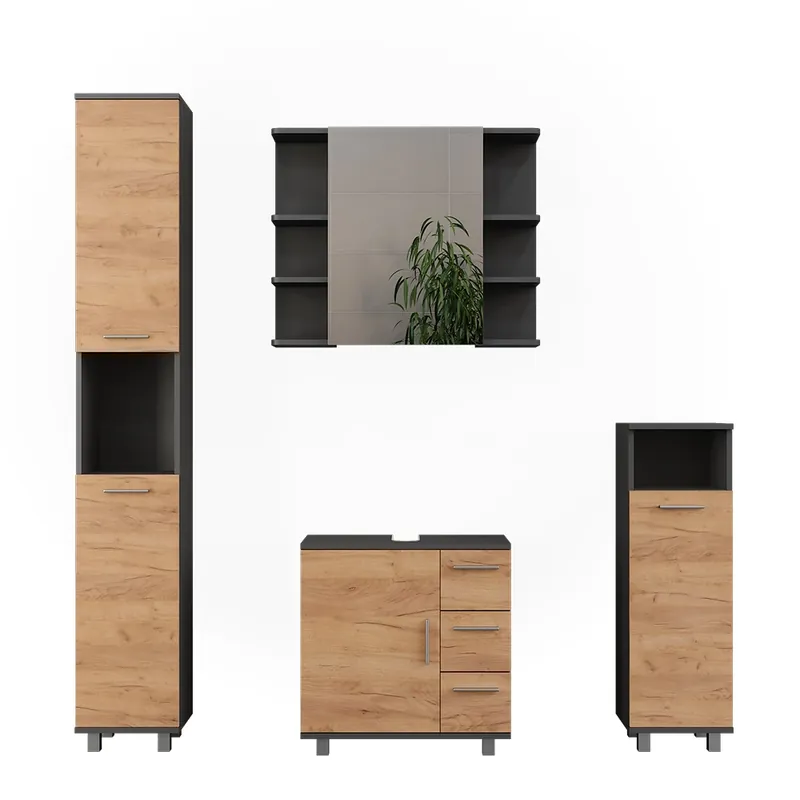 Set mobilier baie Ilias Stejar Goldkraft/antracit 4 părți Vicco Vezi acum