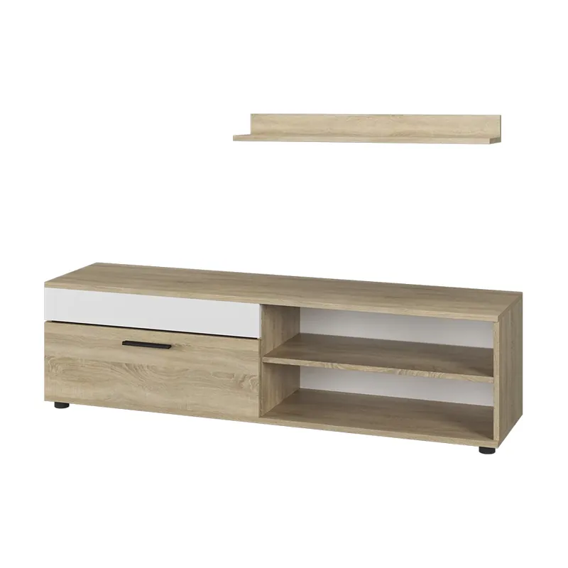 Cel mai bun preț Lowboard & raft Berno Sonoma/Alb cu 1 clapetă Vicco