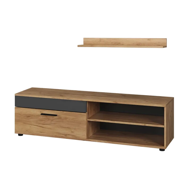 Lowboard & raft Berno Stejar Goldkraft/antracit cu 1 clapetă Vicco Preț promoțional