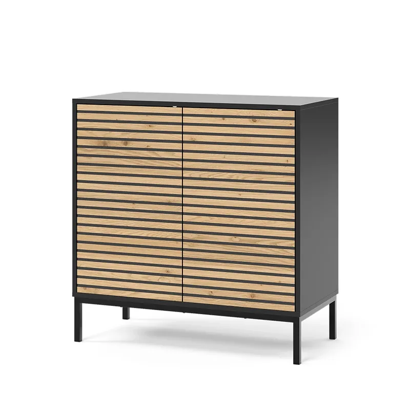 Livrare expres ViccoComoda cu sertare"Eliza",Negru / stejar ,80x81.2 cm cu 2 uși
