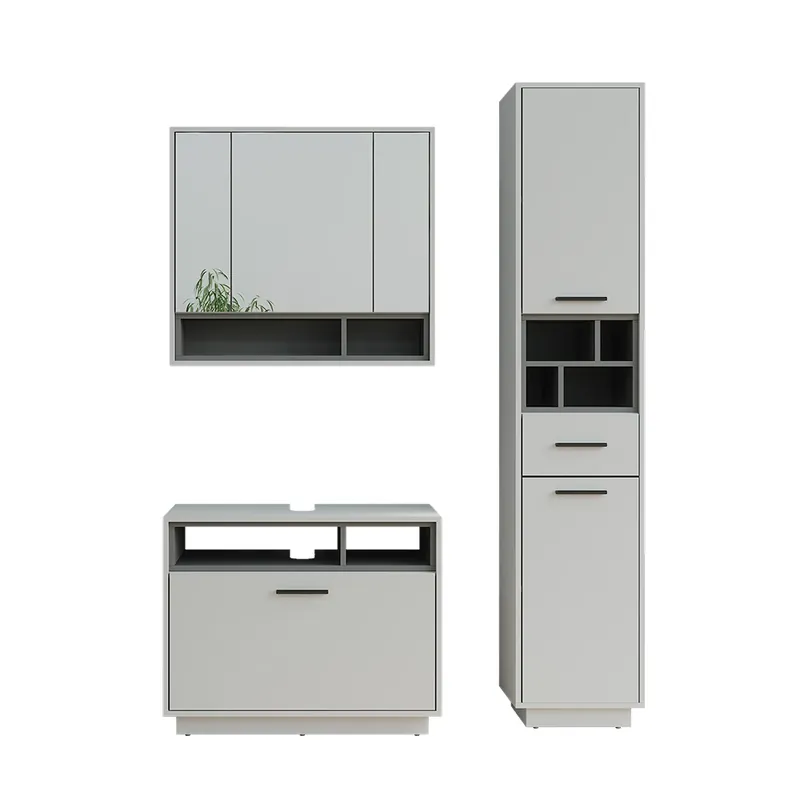 Ultima șansă Set mobilier baie Beatrice Gri/antracit 3 părți cu unitate înaltă Vicco