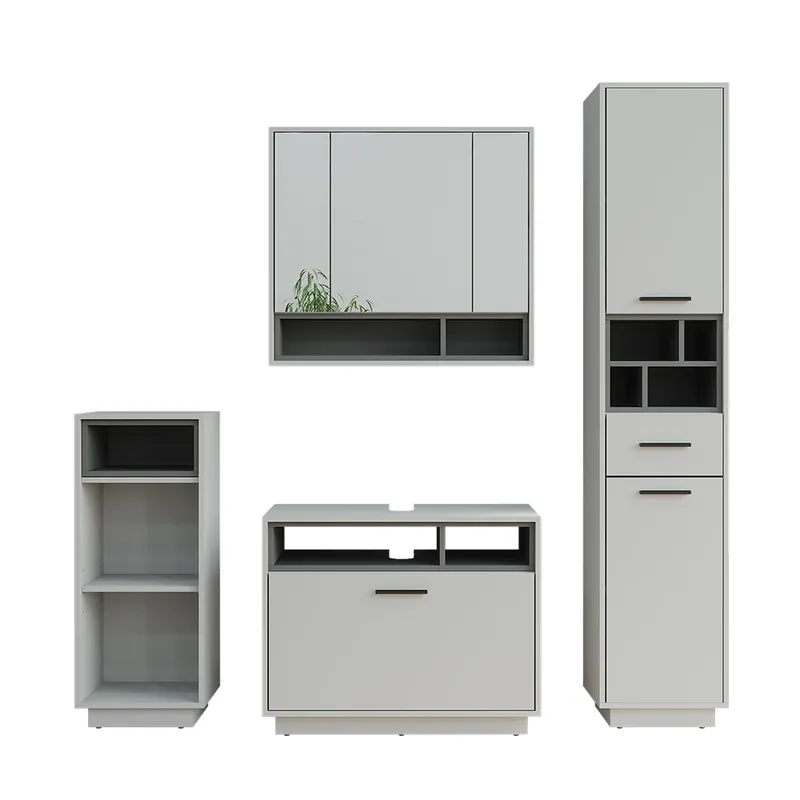 Promoție Set mobilier baie Beatrice Gri/antracit Set 4 Vicco
