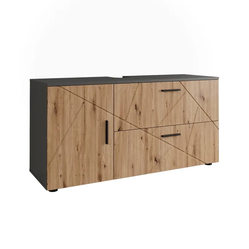 Mai ieftin ViccoVanity unit pentru chiuvetă"Irma",Antracit/Artisan ,120.1x60.6 cm cu 2 sertare și 1 ușă