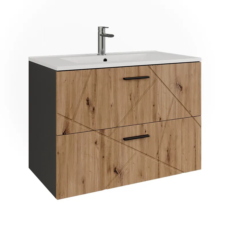 Nu rata Dulap pentru chiuvetă Irma Antracit/Artisan 80x57 cm Vanity unitate Vicco