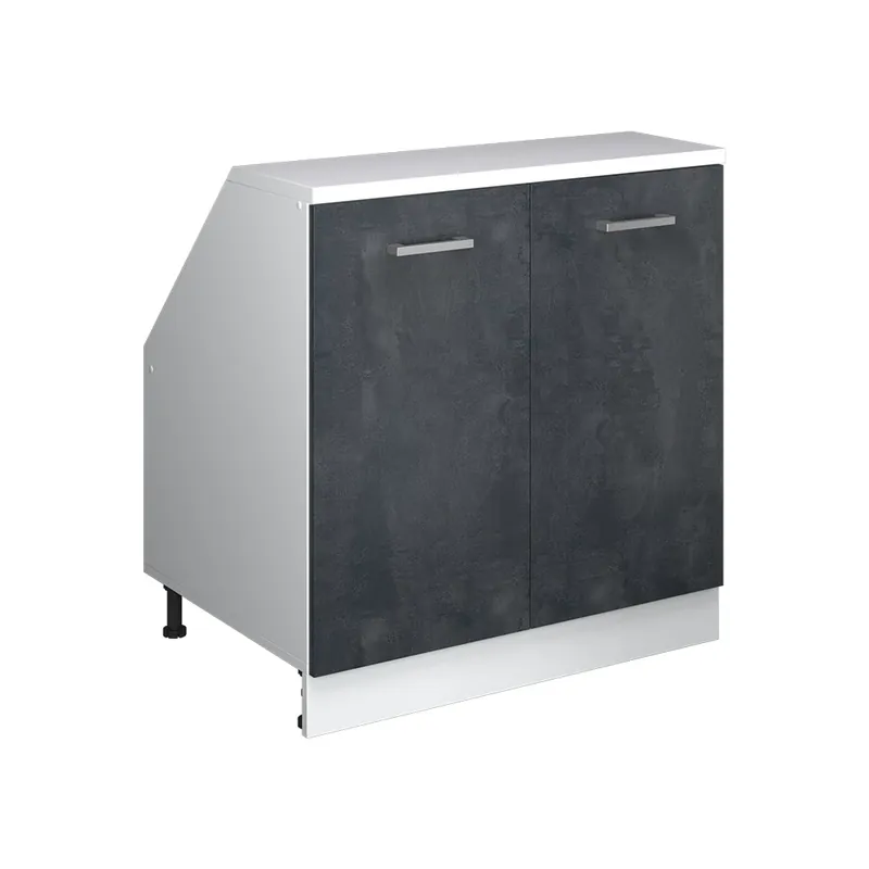 Livrare rapidă Dulap mansardă Rion Beton negru 80x81.6 cm cu 2 uși, adâncime 60 cm Vicco