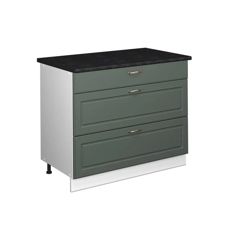 Cumpără online Dulap de bază de bucătărie Fame-Line Casă de țară verde și aurie/Alb 100 cm, AP Antracit Vicco