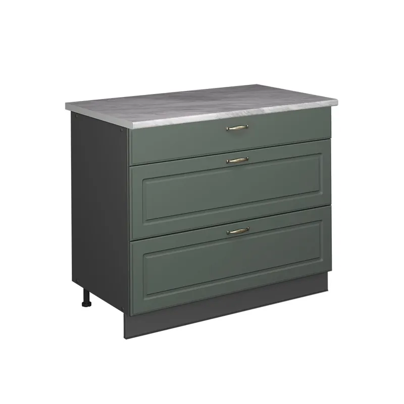 Plată sigură Dulap de bază de bucătărie Fame-Line Casă de țară verde și aurie/antracit 100 cm, AP Marmură Vicco