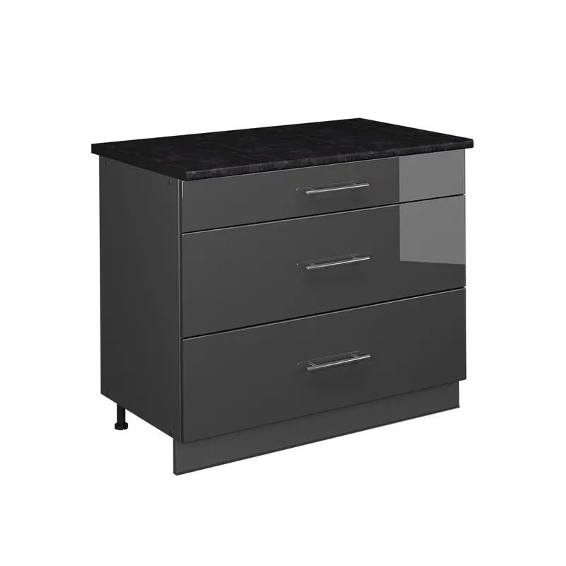 Discount Dulap de bază de bucătărie Fame-Line Antracit lucios ridicat/antracit 100 cm, AP Antracit Vicco