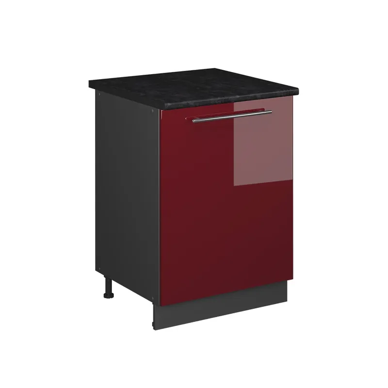 Preț redus Dulap de bază pentru chiuvetă Fame-Line Bordeaux lucios ridicat/antracit 60 cm Vicco