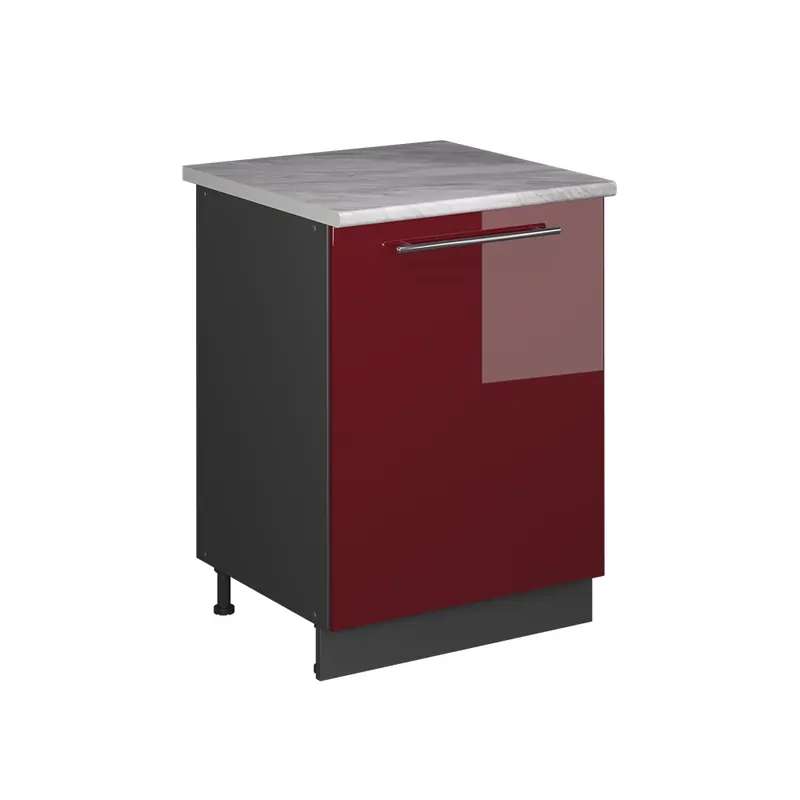 Plată securizată Dulap de bază pentru chiuvetă Fame-Line Bordeaux lucios ridicat/antracit 60 cm Vicco
