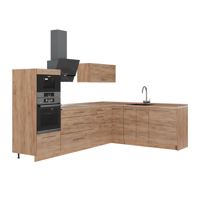 Bucătărie pe colț Fame-Line Stejar auriu/Stejar auriu 287 x 51.6 cm fara blat Vicco Ofertă specială