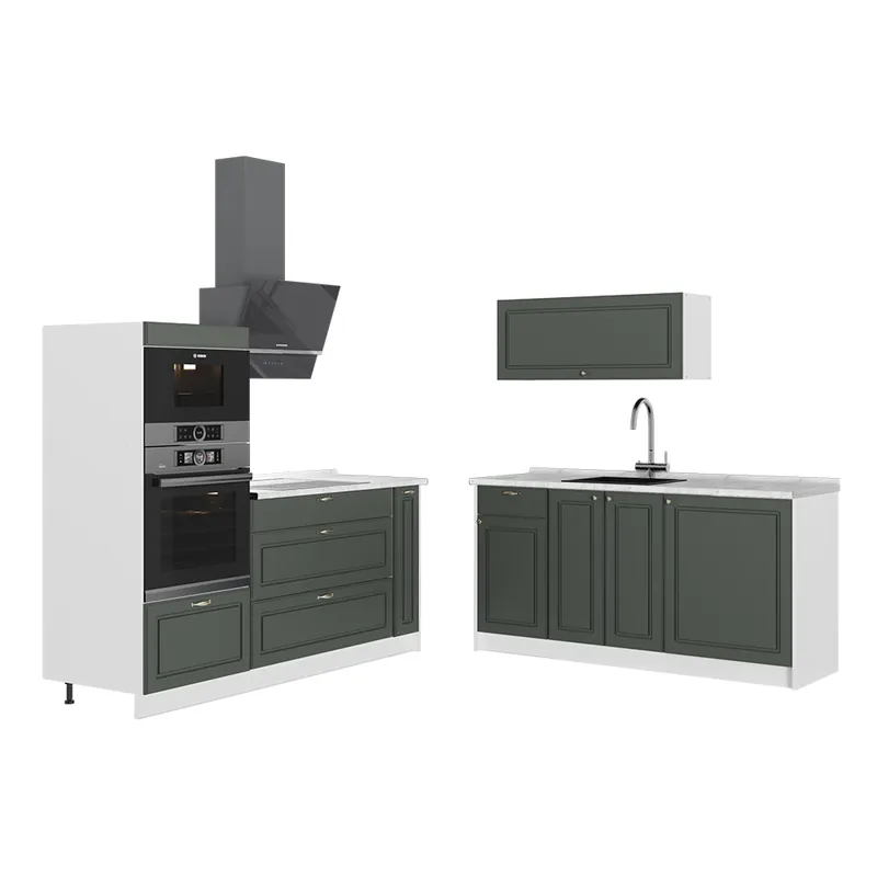 Bucătărie Fame-Line Casă de țară verde și aurie/Alb 340 cm, AP Marmură Vicco Reducere