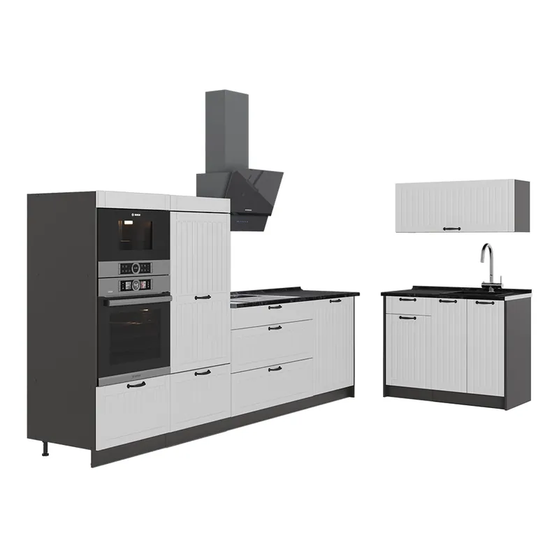 Expediere rapidă Bucătărie Fame-Line Casă de țară albă/antracit 380 cm, AP Antracit Vicco