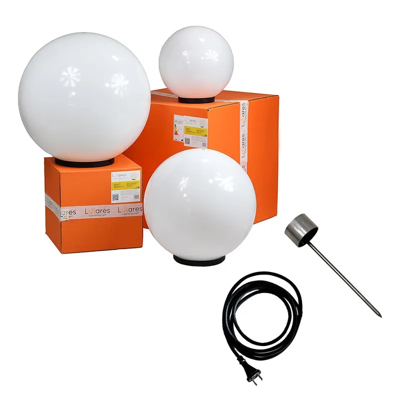 Ofertă limitată Set de globuri decorative pentru grădină LUNA BALL 30/40/50 cm – LED E27, PREMIUM, kit de montaj, UV