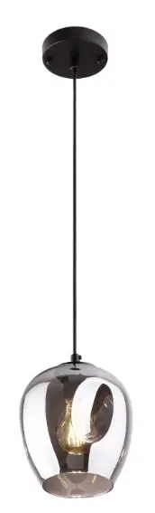 Plată sigură Lampa suspendată Max Light Spirit 1 negru sticlă afumată E27 17 cm P0289