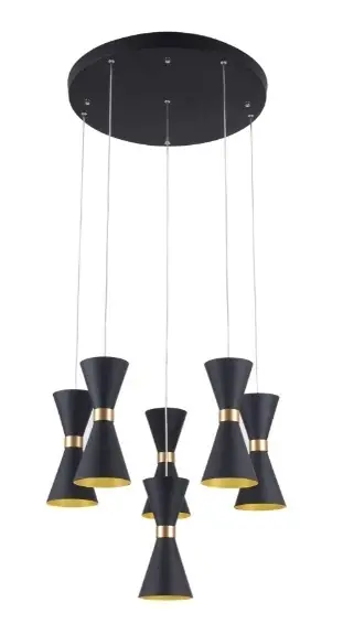 Ofertă limitată Lampa suspendată Max Light Cornet 6x5W LED negru metal 50 cm P0331