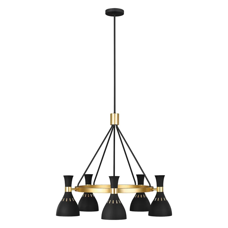 Joan 5 Light Chandelier - Midnight Black & Burnished Brass Elstead Mai ieftin
