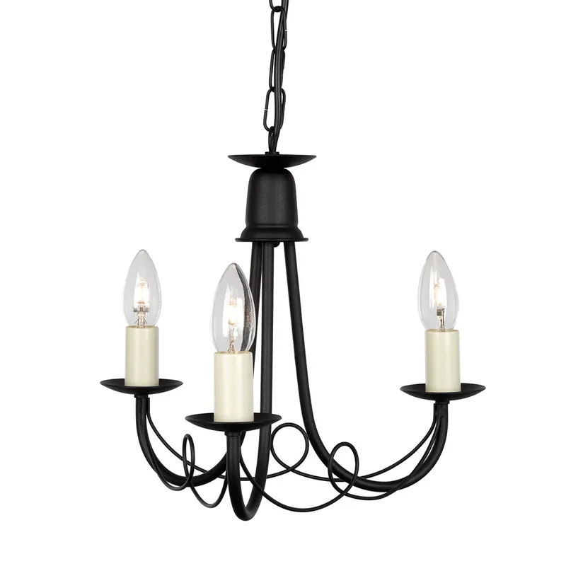 Candelabru cu 3 lumini Minster - negru Elstead Reducere