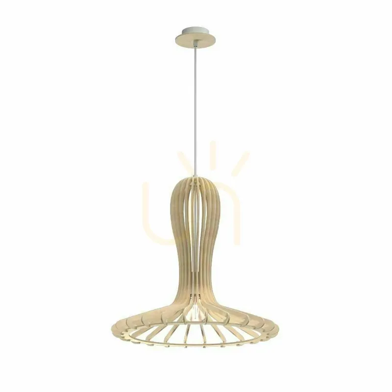 Lampă suspendată Antigo Rina lemn natur 46 cm E27 LED 5018 Cel mai vândut