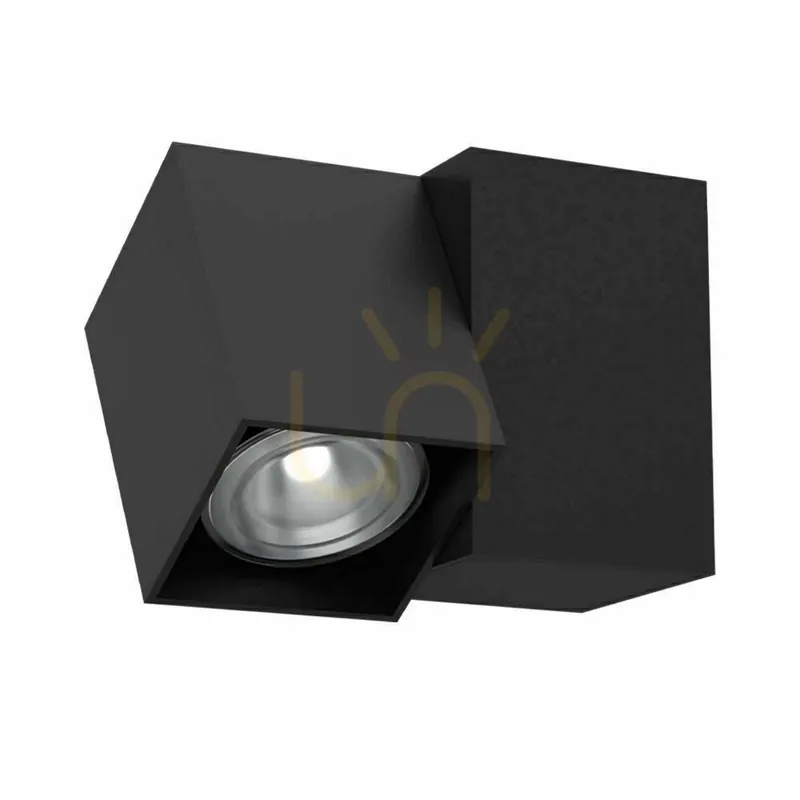 Spot aplicat Antigo Cube 1 negru oțel GU10 95 mm 2292 Super ofertă