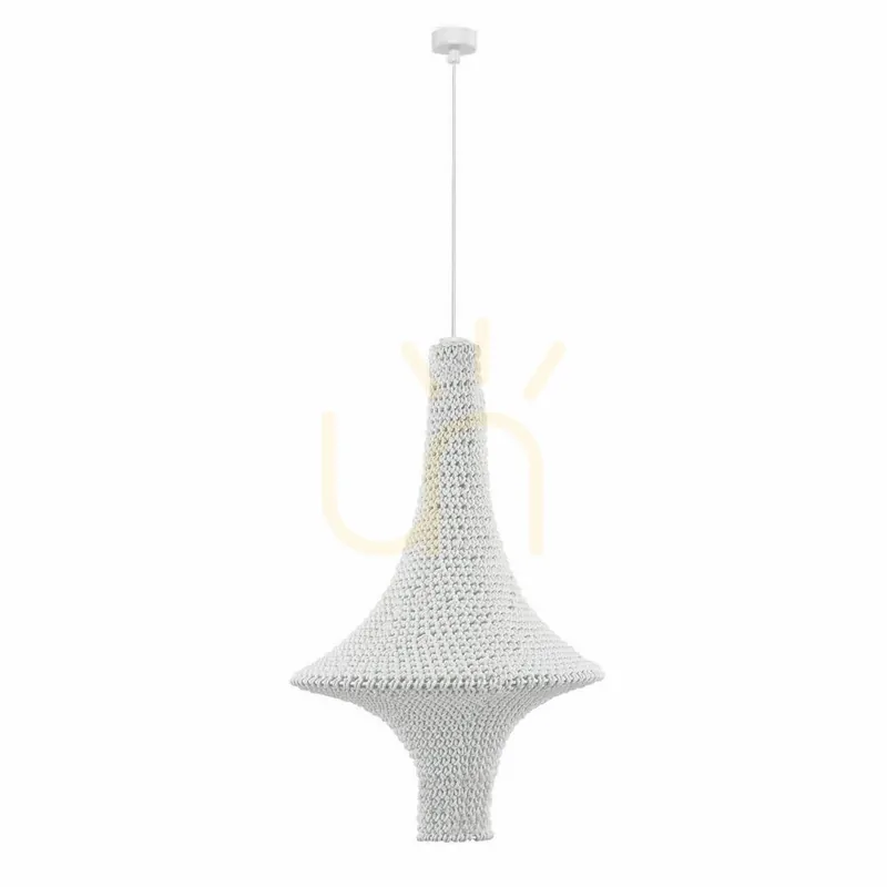 Lampă suspendată Antigo Alda M alb E27 oțel bumbac 42 cm 5115 Ieftin