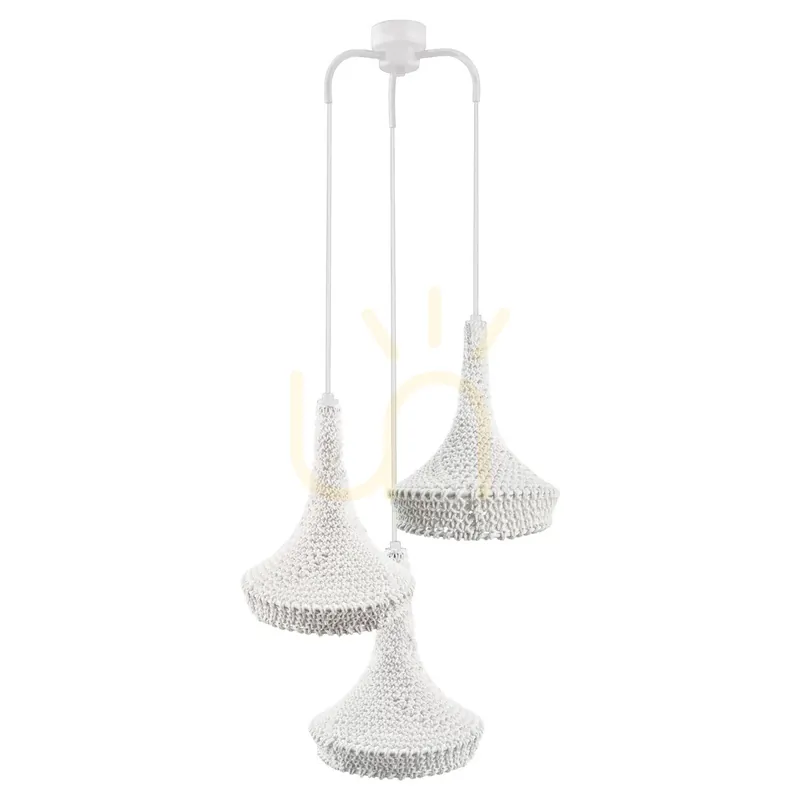 Cel mai vândut Lampă suspendată Antigo Mahaka 3 alb oțel bumbac 50 cm 5177
