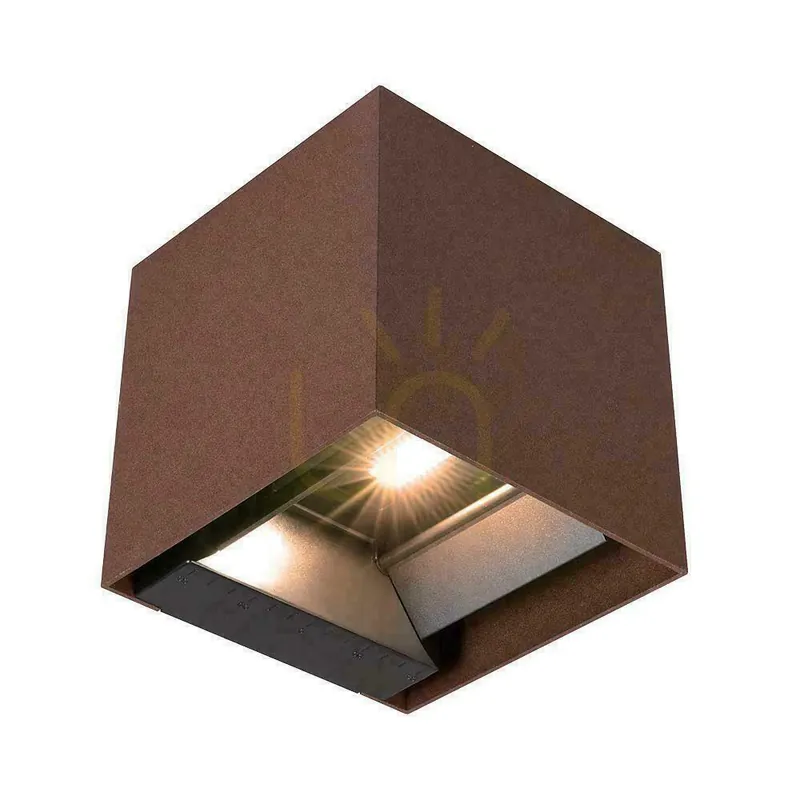 Super ofertă Solar V-TAC 9W LED COB reglabil Bronze Corten Cube 15x15cm IP65 VT-11109 4000K 860lm corp de iluminat de perete.