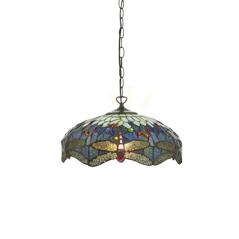 Dragonfly Tiffany albastru lampă pandantiv 112195 Interiors. Ofertă de sezon