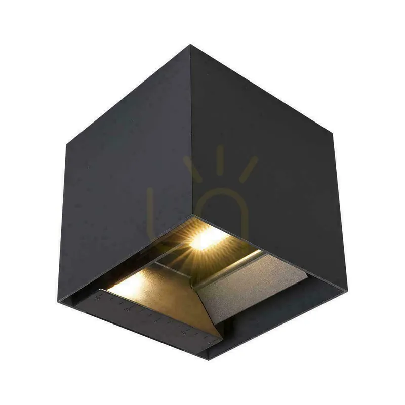 Calitate înaltă Lampă de perete solară cu LED COB V-TAC 9W, reglabilă, pătrată, neagră, 15x15 cm, IP65, VT-11109, 4000K, 860 lm
