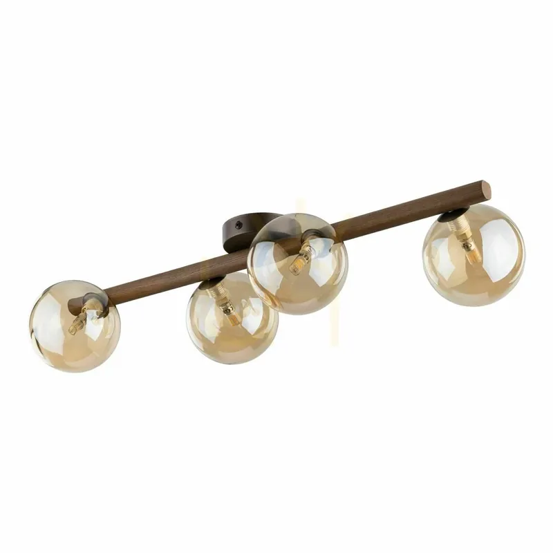 Lampa de tavan Estera din lemn de nuc, culoare chihlimbar, 4 Xg9 Disponibil imediat
