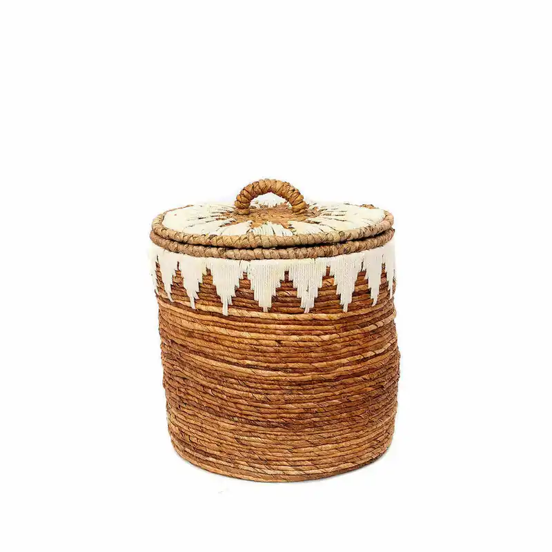 Ofertă de sezon Coș de rufe BAZAR BIZAR din frunză de bananier, alb natural, 50 cm, Baskets