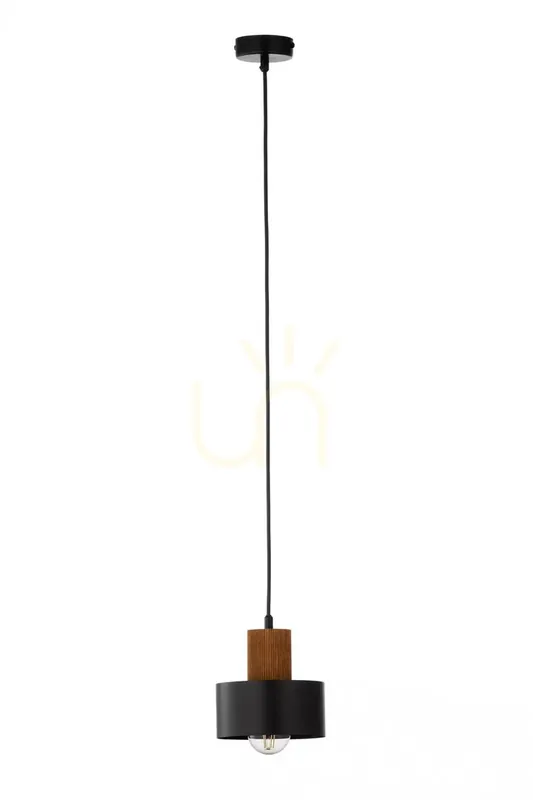 Lampă suspendată Sigma RIF WOOD 1 S negru/maro deschis 15 cm 41858 Cel mai vândut