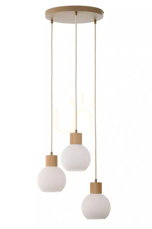 Lampă suspendată Sigma ALBA 3 bej lemn natural 42 cm SKU 41844 Calitate înaltă