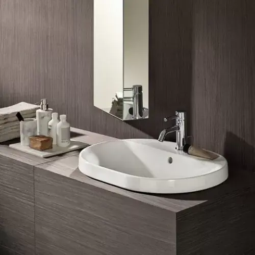 Lavoar pe blat oval 60 cm cu preaplin Geberit VariForm 500.733.01.2 Ofertă de sezon