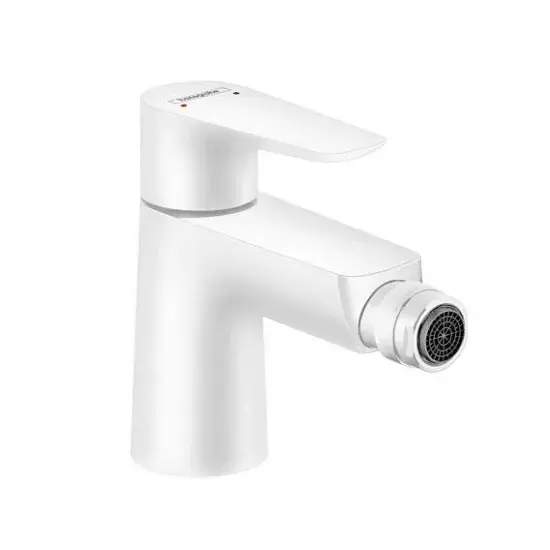 Baterie bideu monocomanda cu ventil pop-up, alb mat, Hansgrohe Talis E 71720700 Reducere de preț