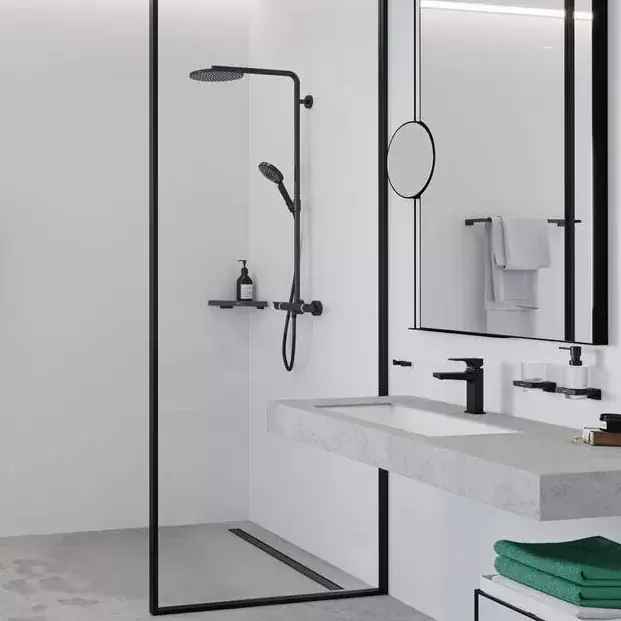 Reducere specială Sistem de dus cu baterie termostatata, negru mat, Hansgrohe Raindance Select S 240 27633670