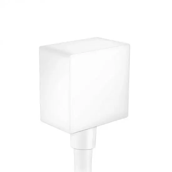 Retur ușor Cot iesire dus cu protectie antireflux, alb mat, Hansgrohe Fixfit Square 26455700