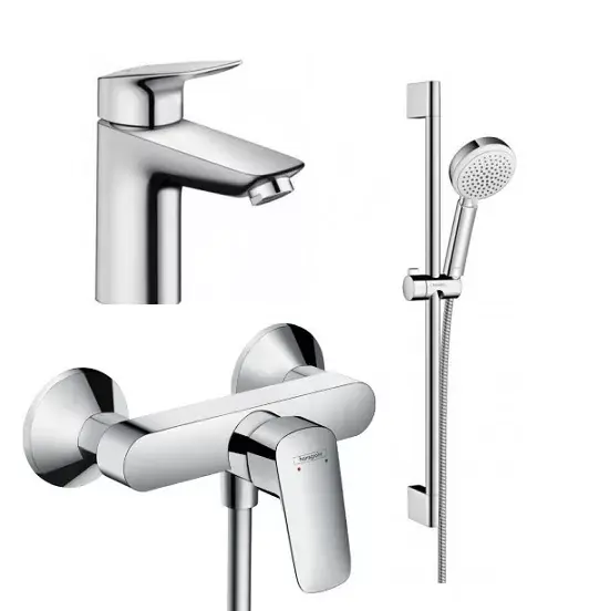Set baterii 3 in 1 cu baterie de dus, lavoar si set de dus HANSGROHE seria LOGIS 71100000+71600000+2653240 Cumpărături sigure