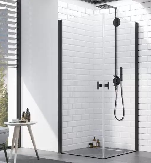 Cabina de dus rectangulara, cu usi batante, negru mat, Radaway Nes Black KDD I Plată sigură