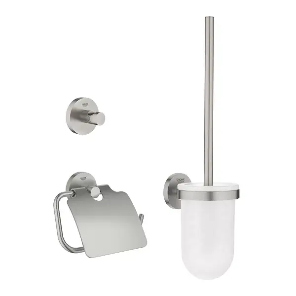 Promoție Set accesorii baie 3 in 1 Grohe Essentials crom mat (supersteel) 40407DC1