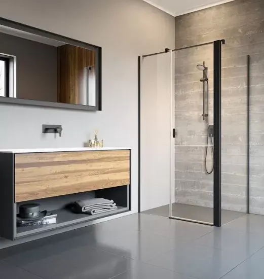 Cumpără acum Cabina de dus rectangulara, cu usa batanta, negru mat, Radaway Nes Black KDS II