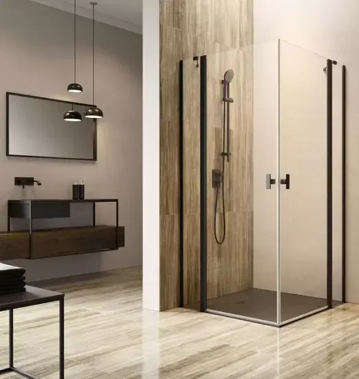 Cabina de dus rectangulara, cu usi batante, negru mat, Radaway Nes Black KDD II Cumpără acum