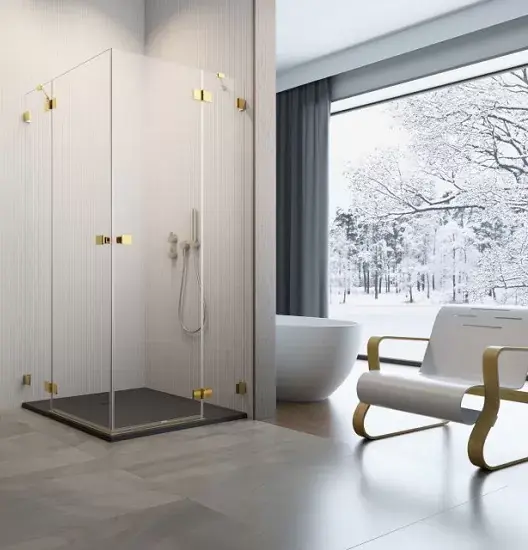 Cabina de dus rectangulara, cu usi pivotante, auriu lucios, Radaway Essenza Pro Gold KDD Plată securizată