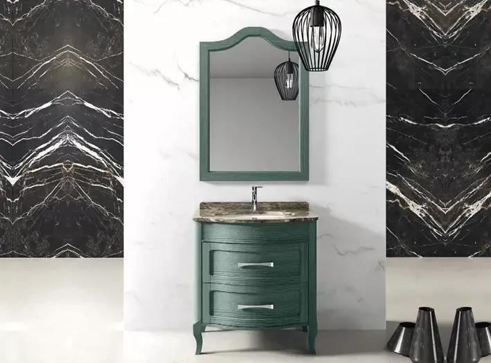 Cumpără acum Set mobilier de baie cu lavoar si oglinda Eban seria Rachele 75 RC01 Set