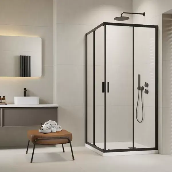 Ultima șansă Cabina de dus patrata, cu usi culisante, negru mat, Radaway Alienta Black C