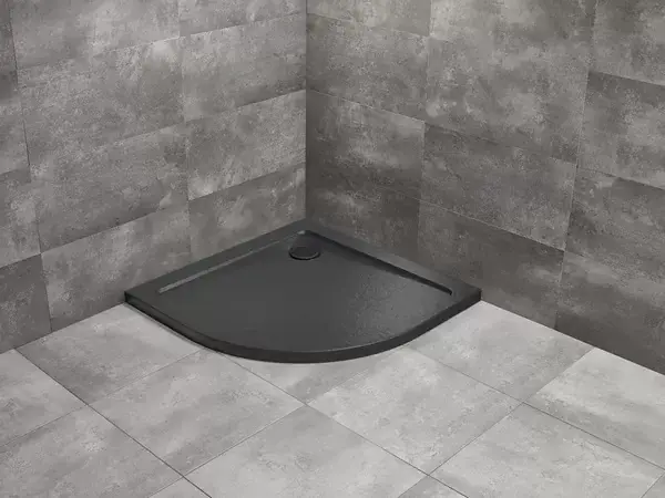 Cadita de dus semirotunda, acrilica cu aspect de piatra, Radaway Doros A Stone Black Popular